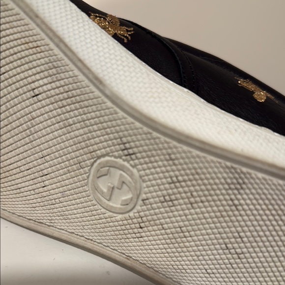 GUCCI Black & Gold Embroidered Bee & Star Dublin Slip On Sneaker Men’s Size 5G 🐝 - Picture 10 of 16